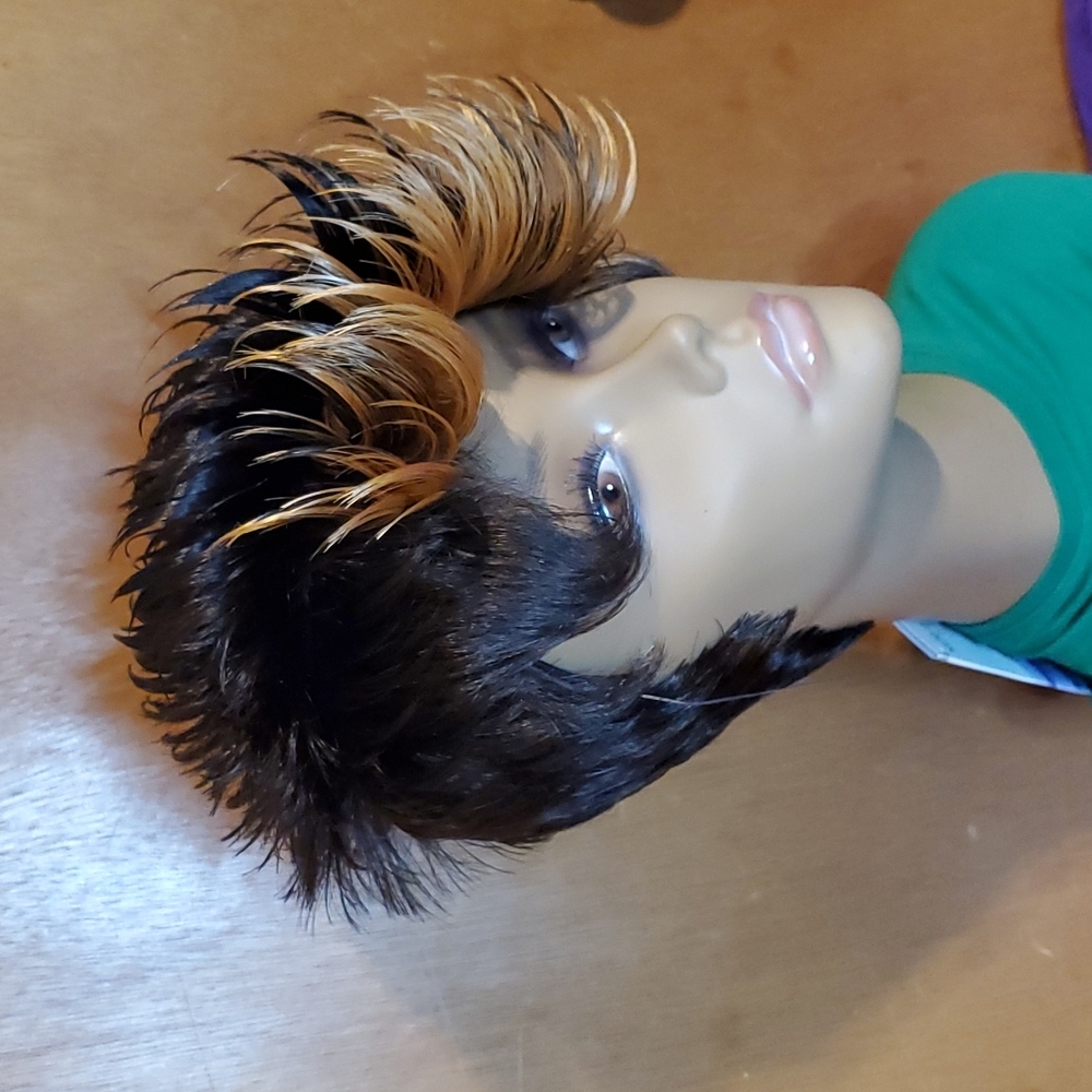Short Brown / Blonde Spiky Wig